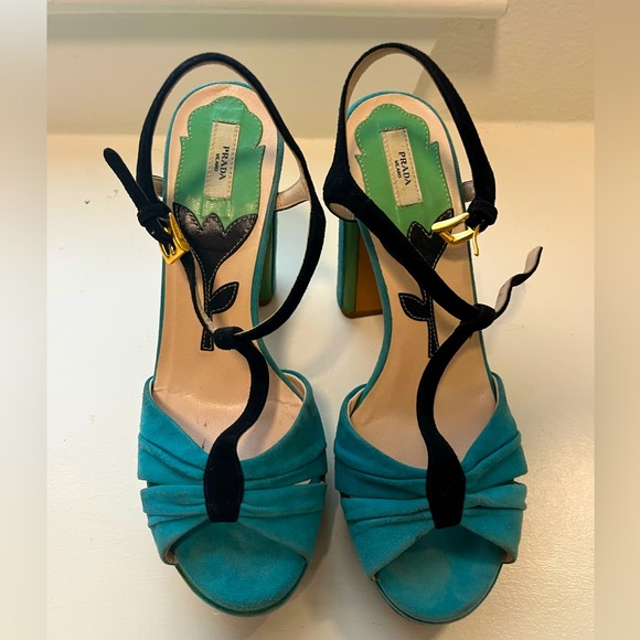 Authentic Prada platform Sandals with block heel size 36.5/6.5 - Picture 2 of 5